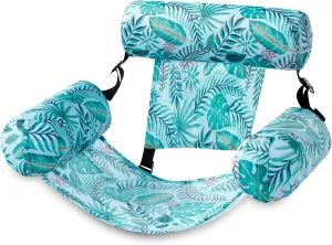 Sloosh Pool Floats Chairs Adult,Inflatable Pool Lounge,Plant Pattern Floating Mat Hammock,Blow up Water Chairs Noodles rafts for Party Summer Water Beach Fun
