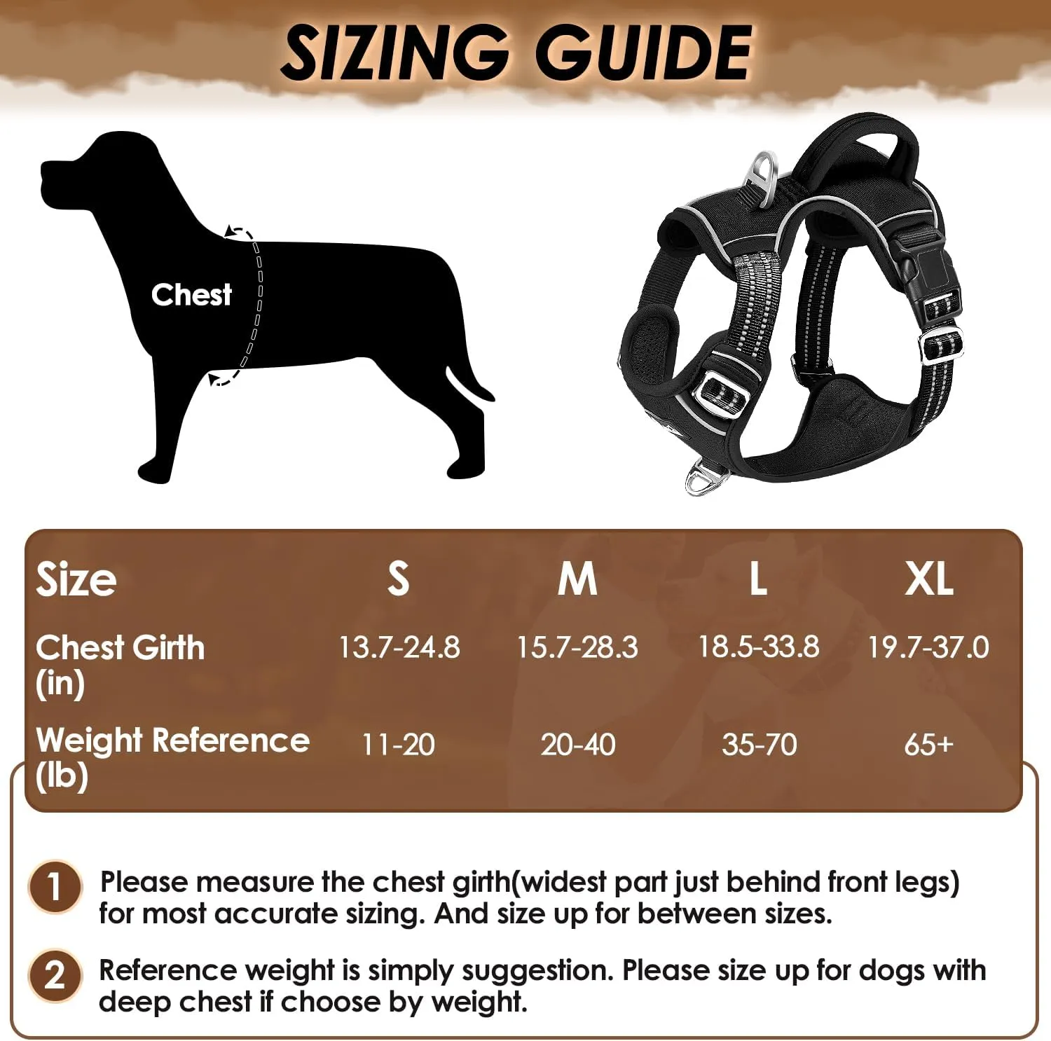 SlowTon No Pull Dog Harness, Heavy Duty No Choke Pet Harness with 2 Leash Clips and Easy Control Vertical Handle, Adjustable Soft Padded Dog Vest for Small, Medium and Large Dogs(Black,Large)