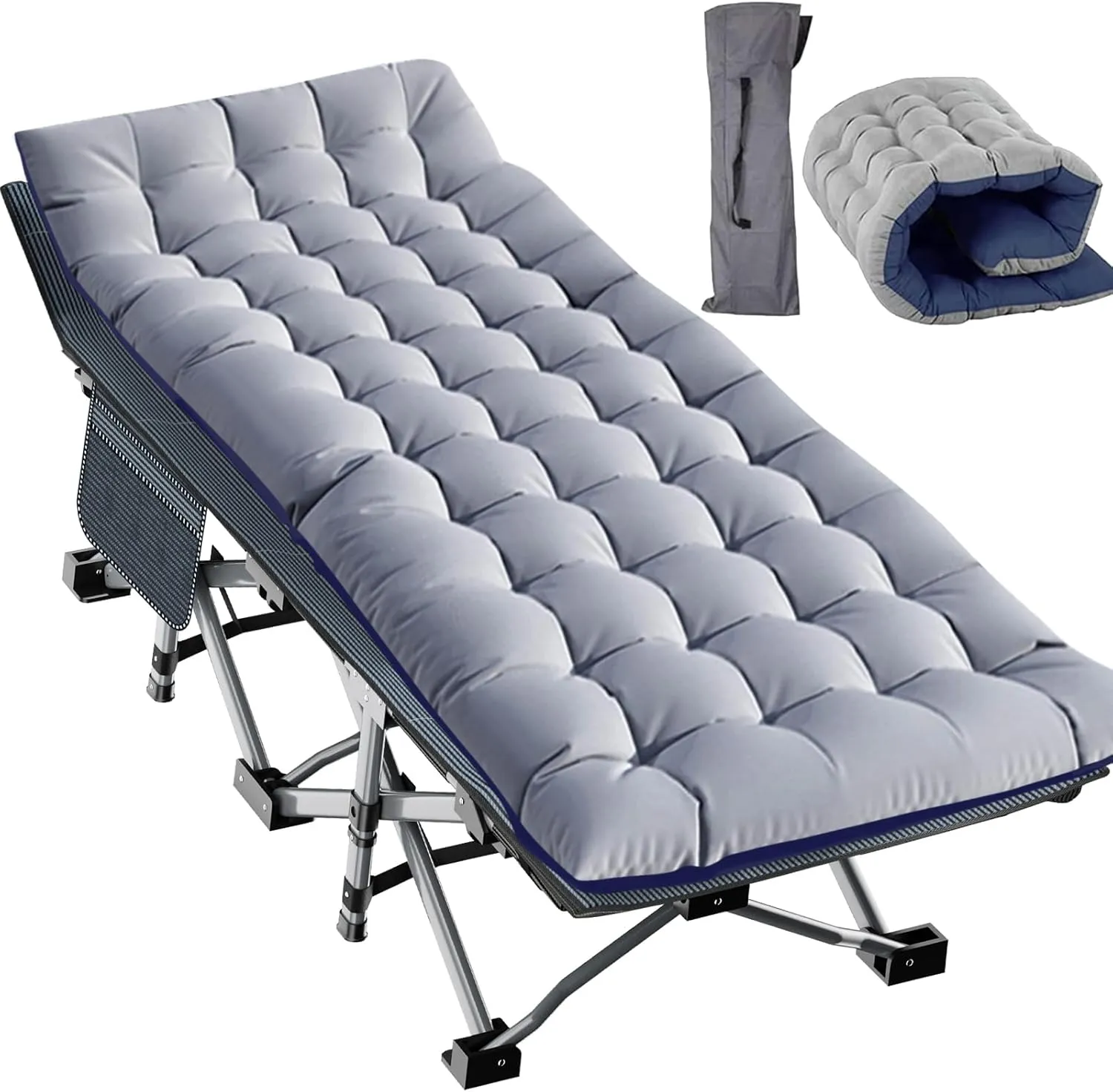 Slsy Oversized XXL Camping Cot for Adults with Mattress, Portable Sleeping Cots, Camp Bed with Carry Bag for Outdoor Travel, Beach, Hiking