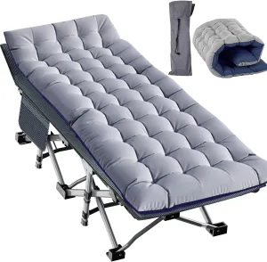 Slsy Oversized XXL Camping Cot for Adults with Mattress, Portable Sleeping Cots, Camp Bed with Carry Bag for Outdoor Travel, Beach, Hiking