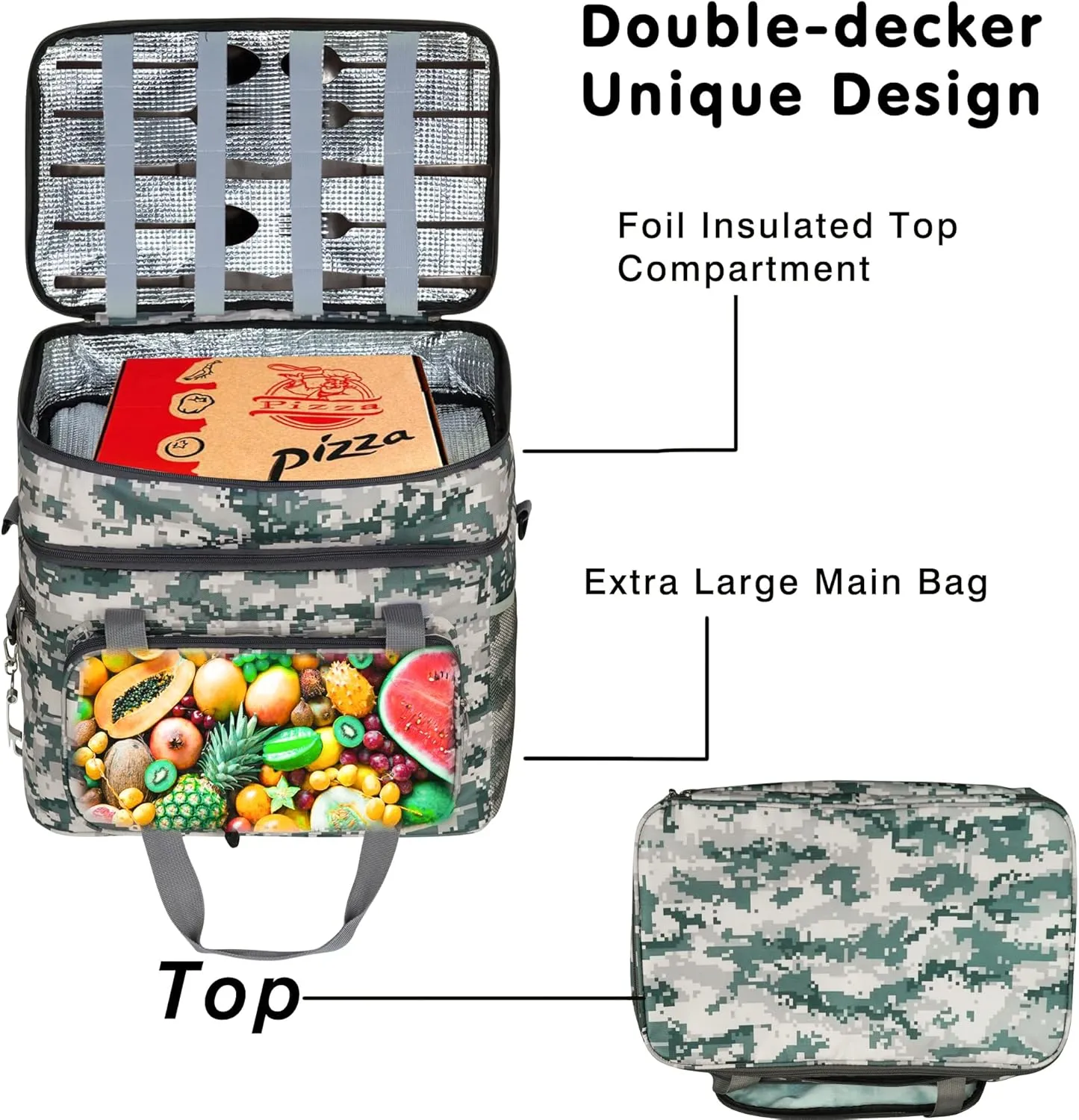 Soft Collapsible Insulated Sided Cooler - 60 Can Large Leakproof Picnic Beach Meal Prep Portable Travel Cooler for Shopping, Kayaking, Road Trips