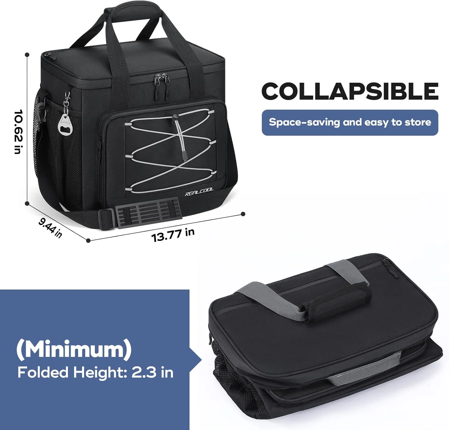Soft Cooler Bag 35/45Can, Collapsible Cooler Insulated Leak Proof, Large Lunch Box for Men Women, Soft-Sided Cooler for Picnic, Grocery, Beach, Camping, Travel