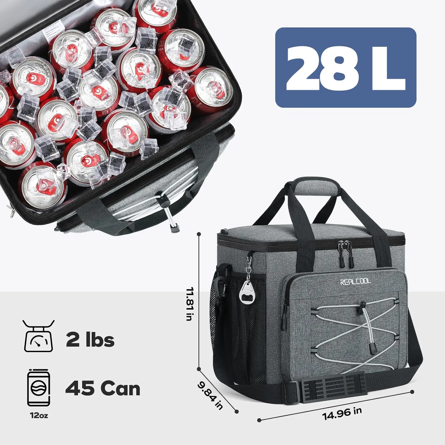 Soft Cooler Bag 35/45Can, Collapsible Cooler Insulated Leak Proof, Large Lunch Box for Men Women, Soft-Sided Cooler for Picnic, Grocery, Beach, Camping, Travel