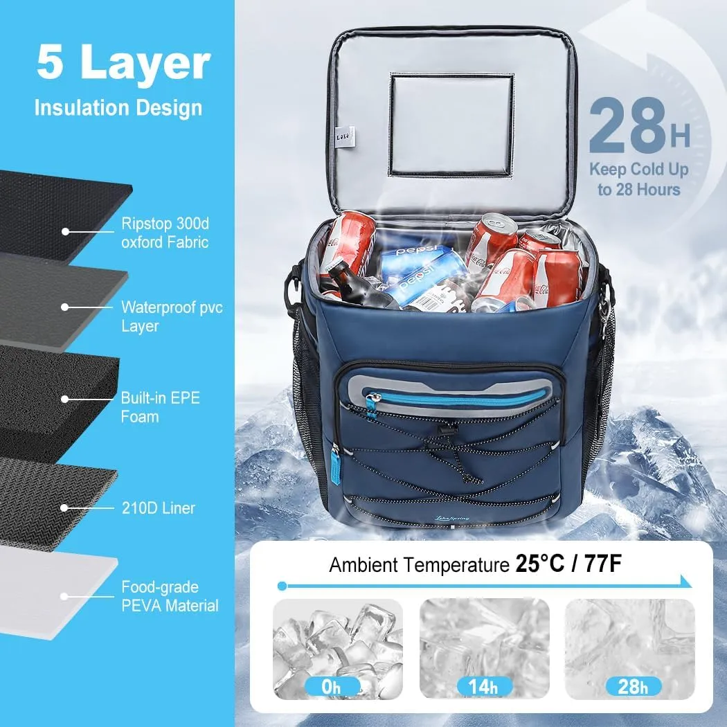 Soft Cooler Bag - Collapsible, Leakproof Camping & Travel Cooler for Grocery Shopping, Beach, Road Trips