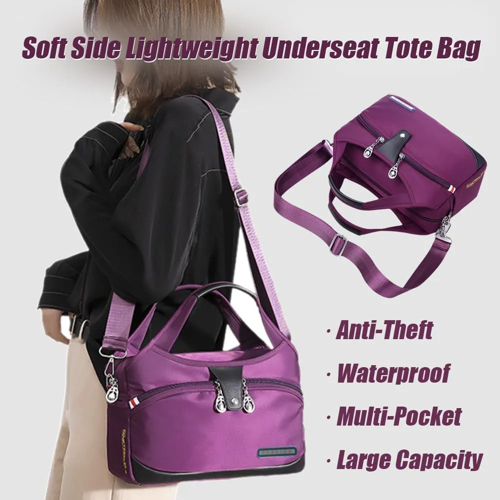 Soft Side Lightweight Underseat Tote Bag, Anti Theft Crossbody Bag for Women, Waterproof Oxford Cloth Shoulder Bags