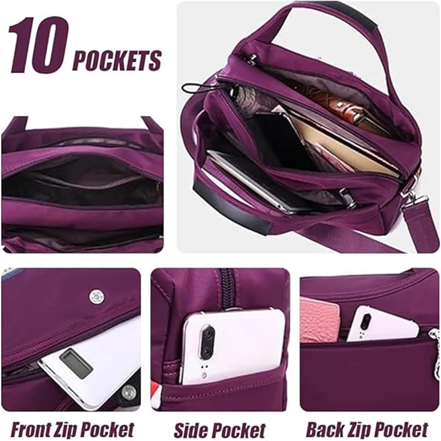 Soft Side Lightweight Underseat Tote Bag, Anti Theft Crossbody Bag For Women, Waterproof Oxford Cloth Shoulder Bags