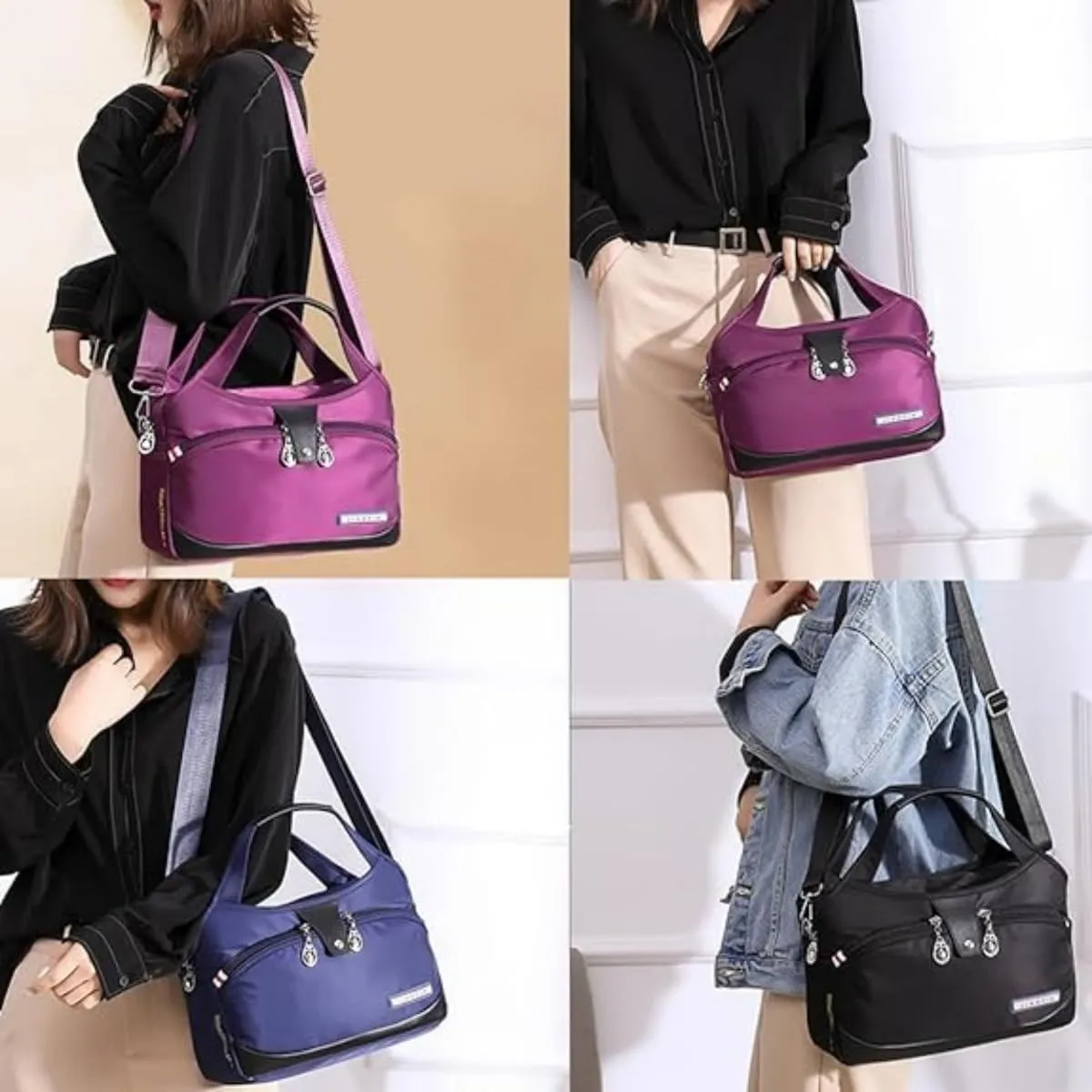 Soft Side Lightweight Underseat Tote Bag - Blaciokamith Multi-pocket Fashion Anti Theft Waterproof Handbag Crossbody