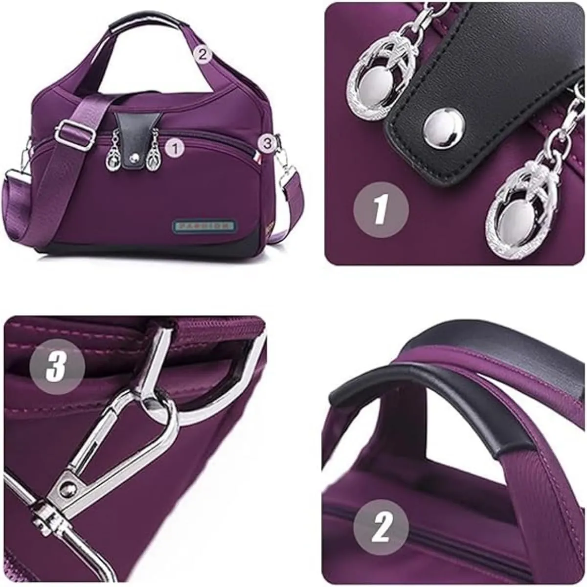 Soft Side Lightweight Underseat Tote Bag - Blaciokamith Multi-pocket Fashion Anti Theft Waterproof Handbag Crossbody