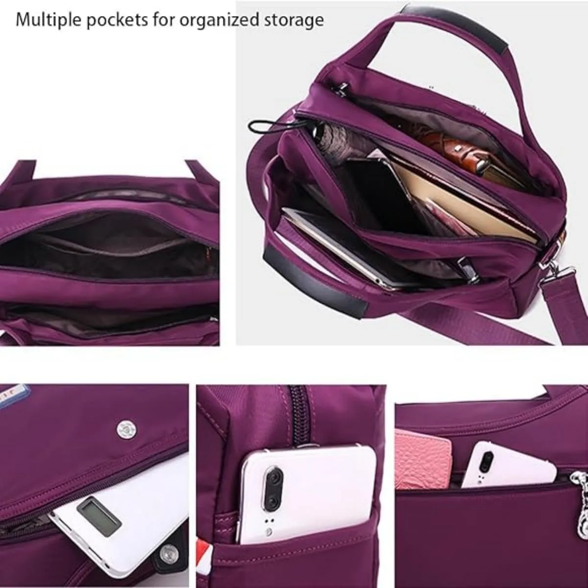 Soft Side Lightweight Underseat Tote Bag - Blaciokamith Multi-pocket Fashion Anti Theft Waterproof Handbag Crossbody