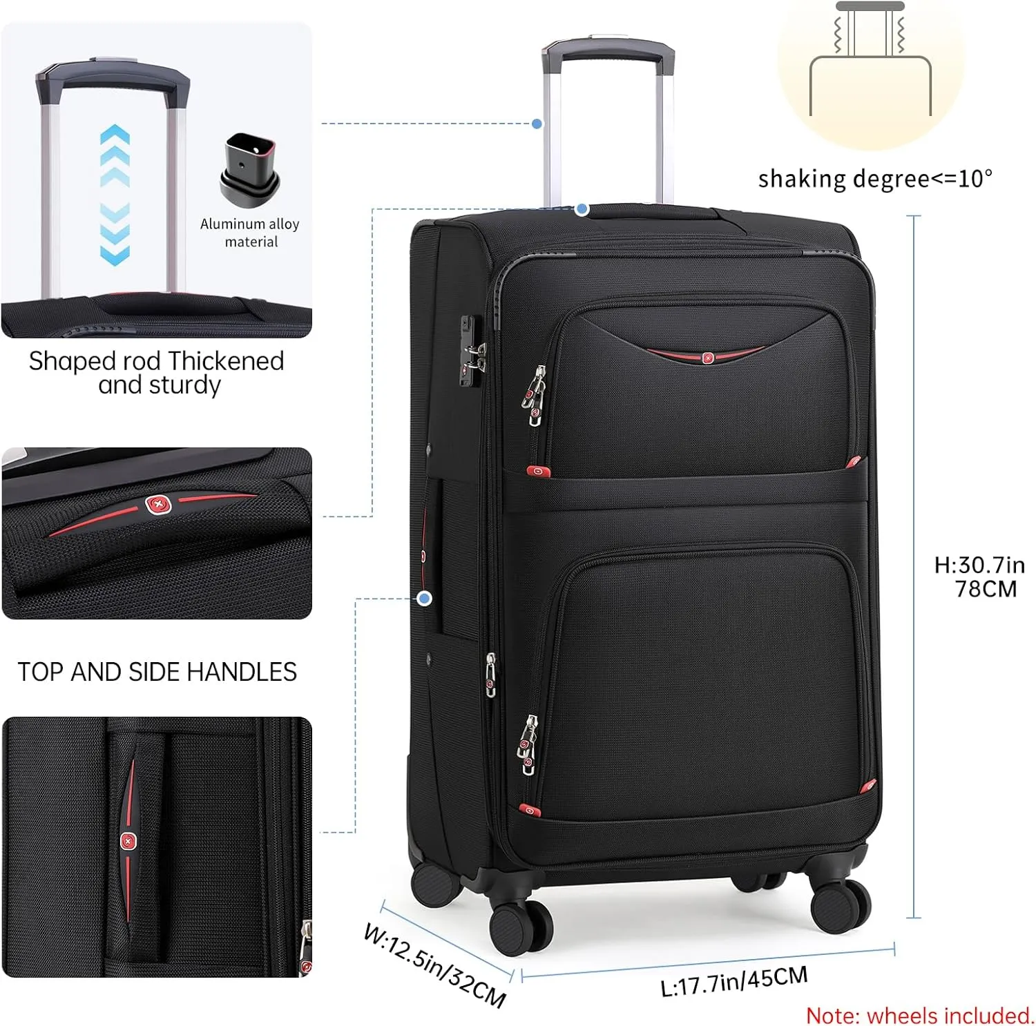 Softside Expandable Luggage with 4 Spinner Wheels, Durable Checked-Luggage Suicase (Blue, 29-Inch)