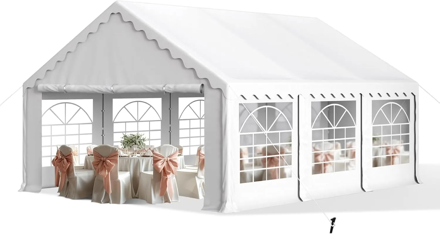 Sophia & William Tents for Parties Party Tent 16x20 ft, Outdoor Canopy Carpas para Fiestas Heavy Duty, Large Waterproof Patio Event Wedding Tent White with Sidewalls Walls for Backyard