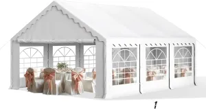 Sophia & William Tents for Parties Party Tent 16x20 ft, Outdoor Canopy Carpas para Fiestas Heavy Duty, Large Waterproof Patio Event Wedding Tent White with Sidewalls Walls for Backyard