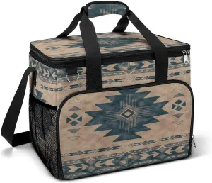 Southwestern Native American Aztec Ethnic Navajo Indian Pattern Cooler Bag, Collapsible Soft Sided Cooler, Large Leakproof Camping Cooler, Portable Travel Cooler for Camping, Road Trips