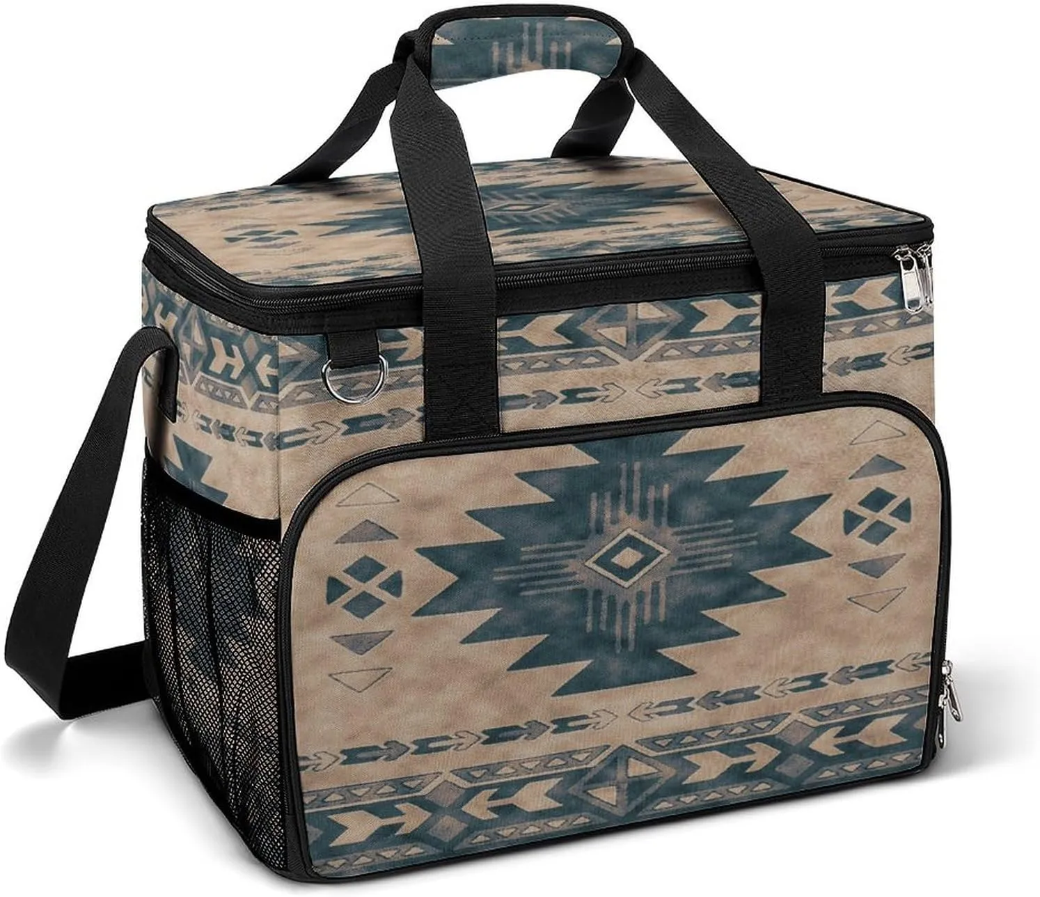 Southwestern Native American Aztec Ethnic Navajo Indian Pattern Cooler Bag, Collapsible Soft Sided Cooler, Large Leakproof Camping Cooler, Portable Travel Cooler for Camping, Road Trips