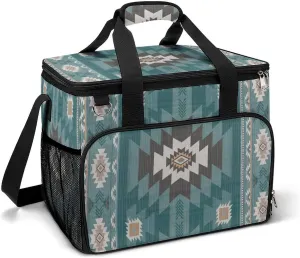 Southwestern Native American Aztec Ethnic Navajo Indian Tribal Cooler Bag, Collapsible Soft Sided Cooler, Large Leakproof Camping Cooler, Portable Travel Cooler for Camping, Road Trips