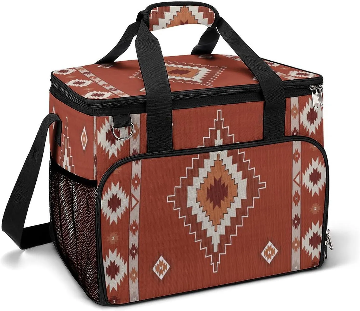 Southwestern Native American Aztec Navajo Indian Cooler Bag, Collapsible Soft Sided Cooler, Large Leakproof Camping Cooler, Portable Travel Cooler for Camping, Road Trips