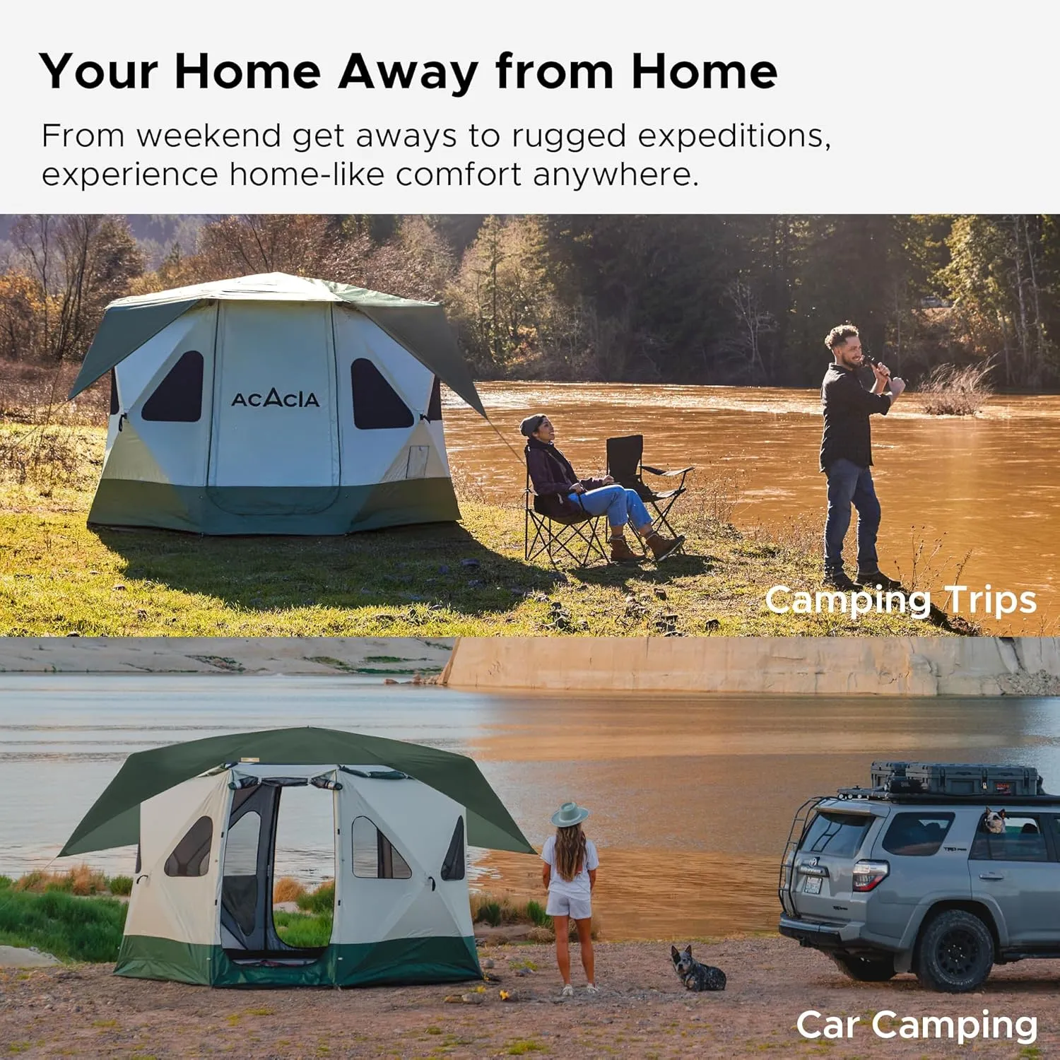 Space Acacia Lite Camping Tent | 2/3/4/8 Person Pop Up Tents for Camping | Lightweight & Durable Beach Tent | Level 7 Wind Resistance, UPF 50  | Quick Setup for Camping & Backyard