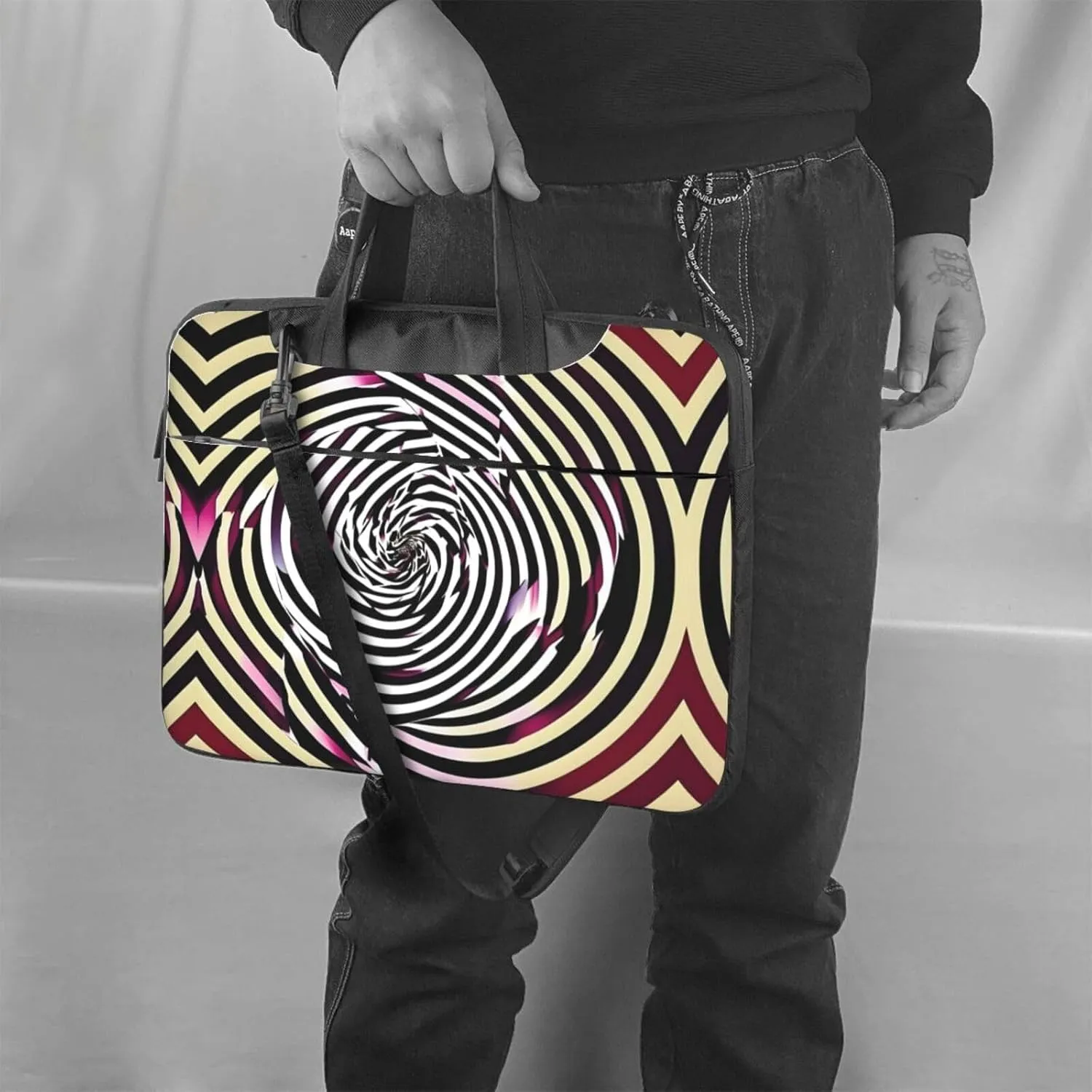 spiral optical illusion gif Print Protective Laptop Bag Versatile Bags Computer Case Soft Women Men Unique