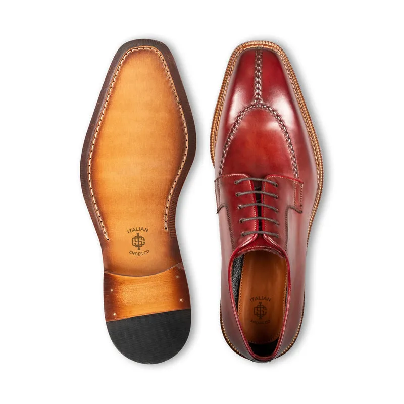 Split Toe Handpainted Crust Leather Derby Shoes