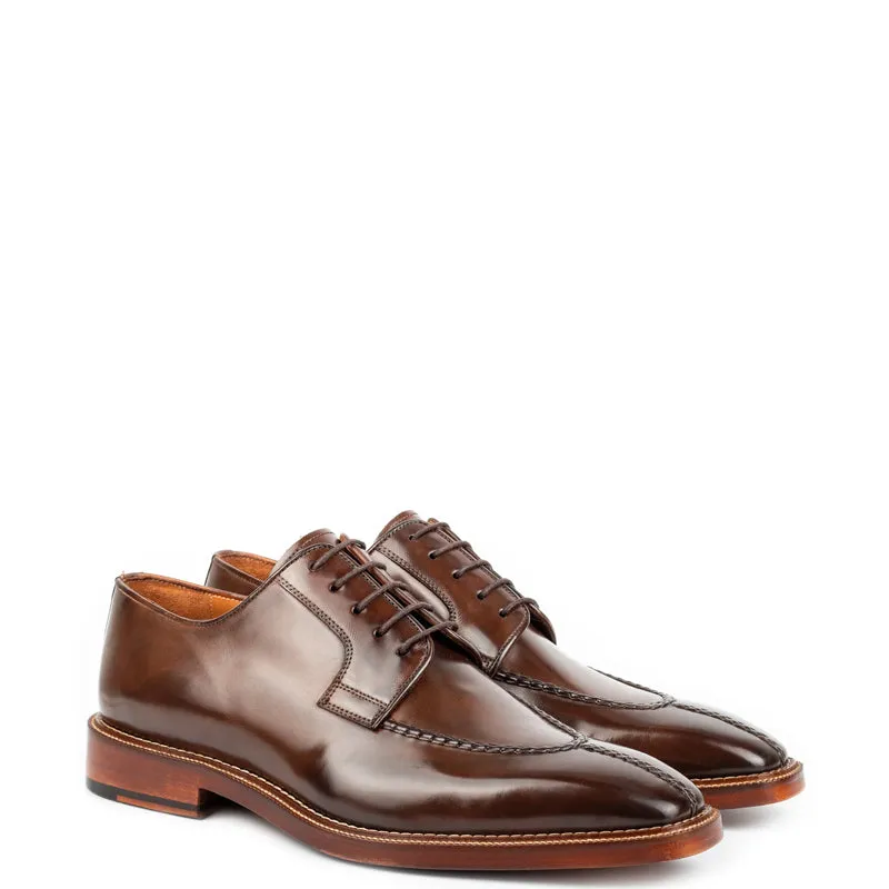 Split Toe Handpainted Crust Leather Derby Shoes