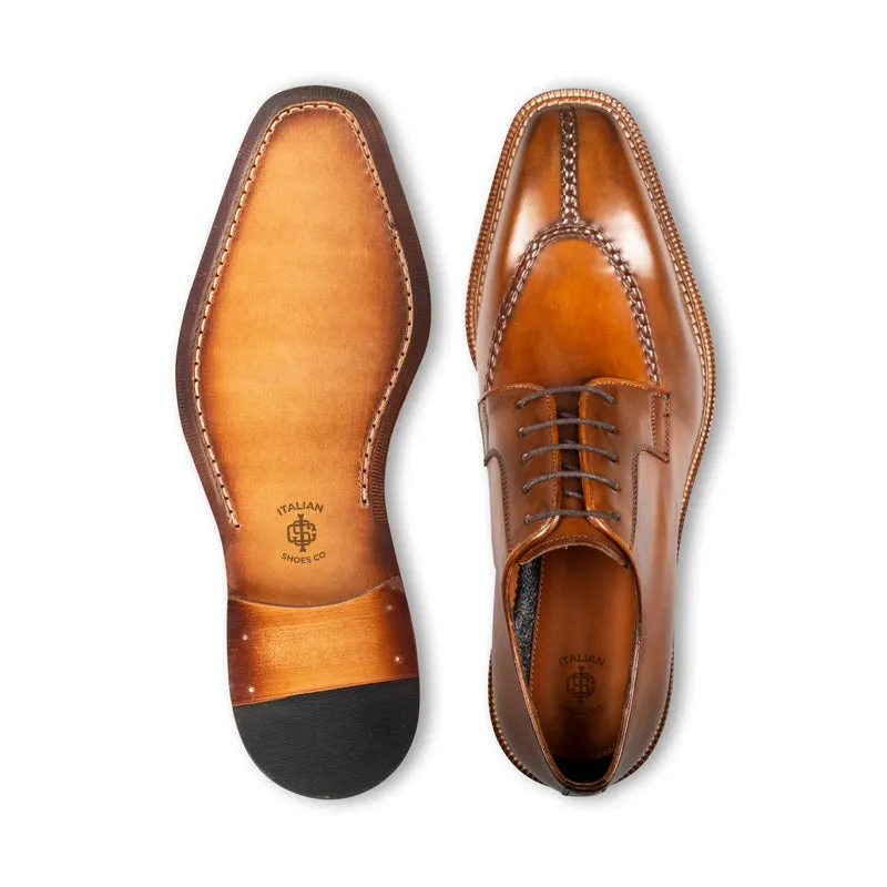 Split Toe Handpainted Crust Leather Derby Shoes