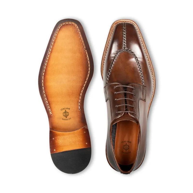 Split Toe Handpainted Crust Leather Derby Shoes