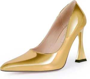 Stiletto Mid Heel for Women Pointed Toe Stiletto Heels Closed Toe Pumps Slip on High Heels 4 inch Dress Pumps