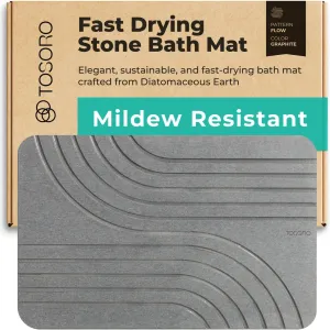 Stone Bath Mat, Diatomaceous Earth Non-Slip Stone Shower Mat - Quick Drying Absorbent Bath Mats for Bathroom - Elegant & Modern Design, Easy to Clean (23.5 x 15)