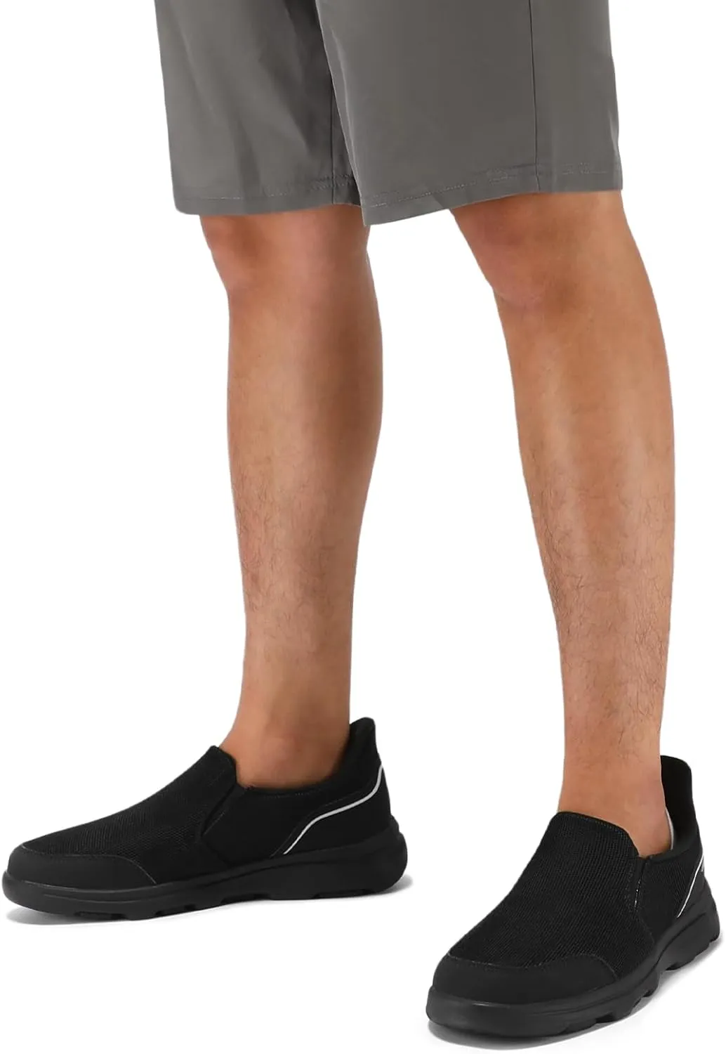 STQ Mens Orthopedic Shoes for Plantar Fasciitis, Comfortable Slip on Walking Shoes for Foot and Heel Pain Relief