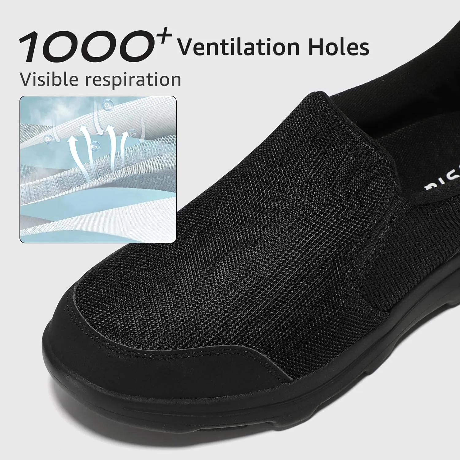 STQ Mens Orthopedic Shoes for Plantar Fasciitis, Comfortable Slip on Walking Shoes for Foot and Heel Pain Relief