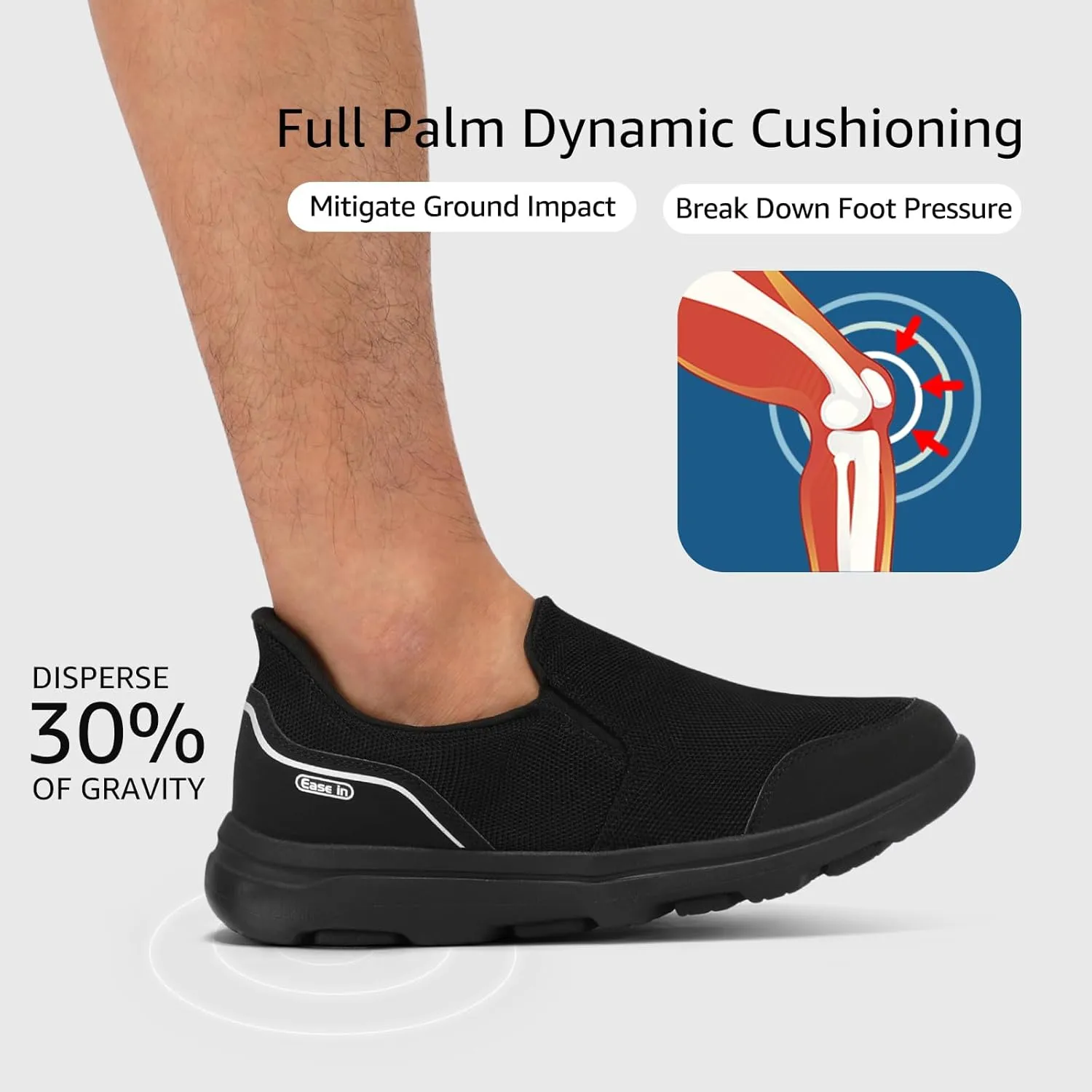 STQ Mens Orthopedic Shoes for Plantar Fasciitis, Comfortable Slip on Walking Shoes for Foot and Heel Pain Relief