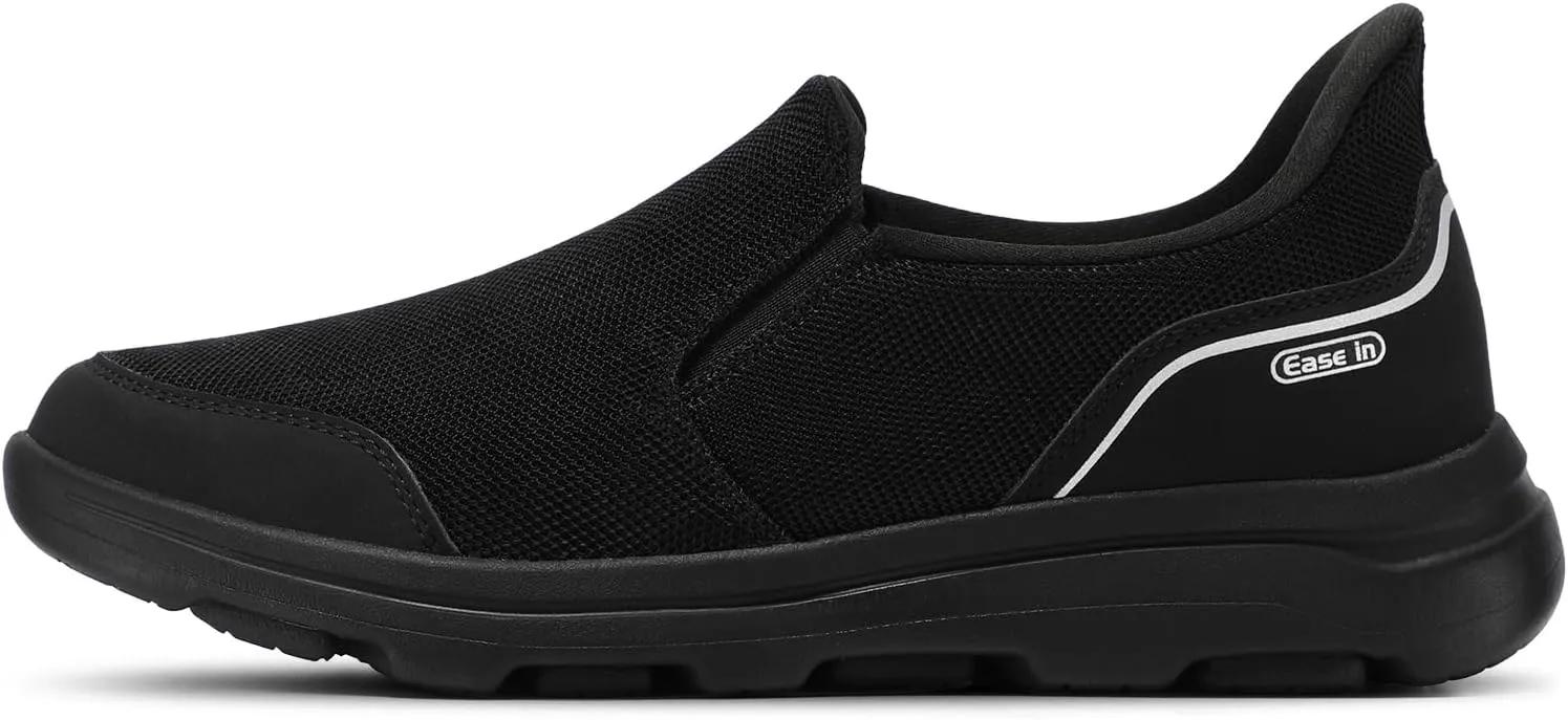 STQ Mens Orthopedic Shoes for Plantar Fasciitis, Comfortable Slip on Walking Shoes for Foot and Heel Pain Relief