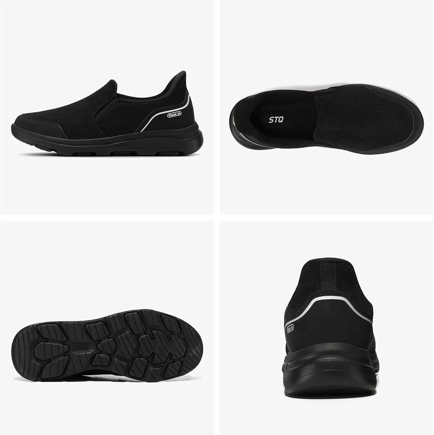 STQ Mens Orthopedic Shoes for Plantar Fasciitis, Comfortable Slip on Walking Shoes for Foot and Heel Pain Relief