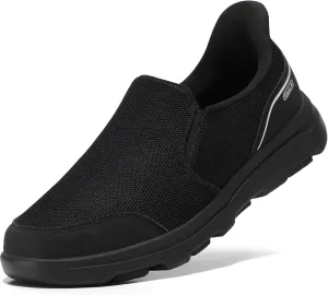 STQ Mens Orthopedic Shoes for Plantar Fasciitis, Comfortable Slip on Walking Shoes for Foot and Heel Pain Relief