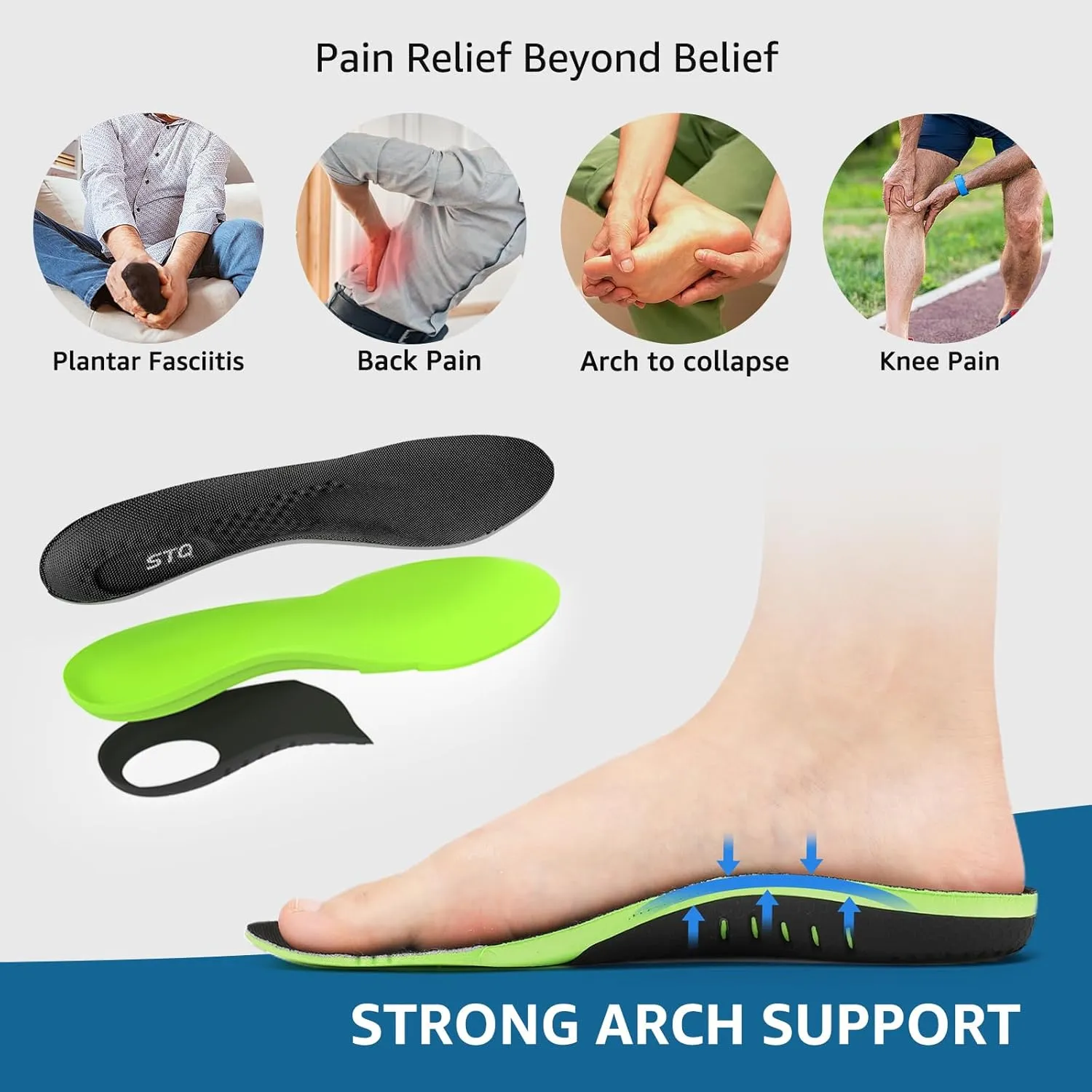 STQ Mens Orthopedic Shoes for Plantar Fasciitis, Comfortable Slip on Walking Shoes for Foot and Heel Pain Relief