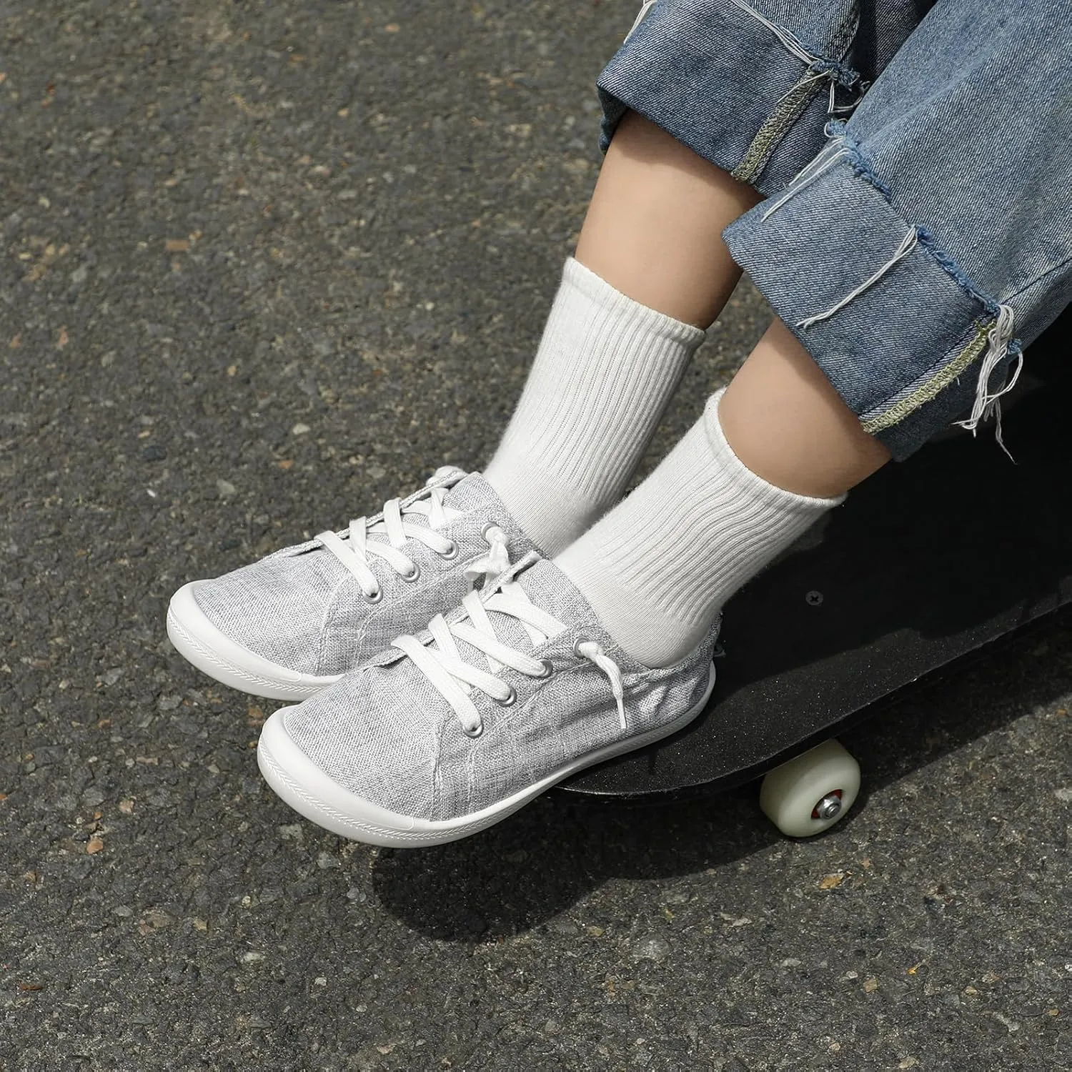 STQ Women Slip On Sneakers, Comfortable Casual Canvas Shoes