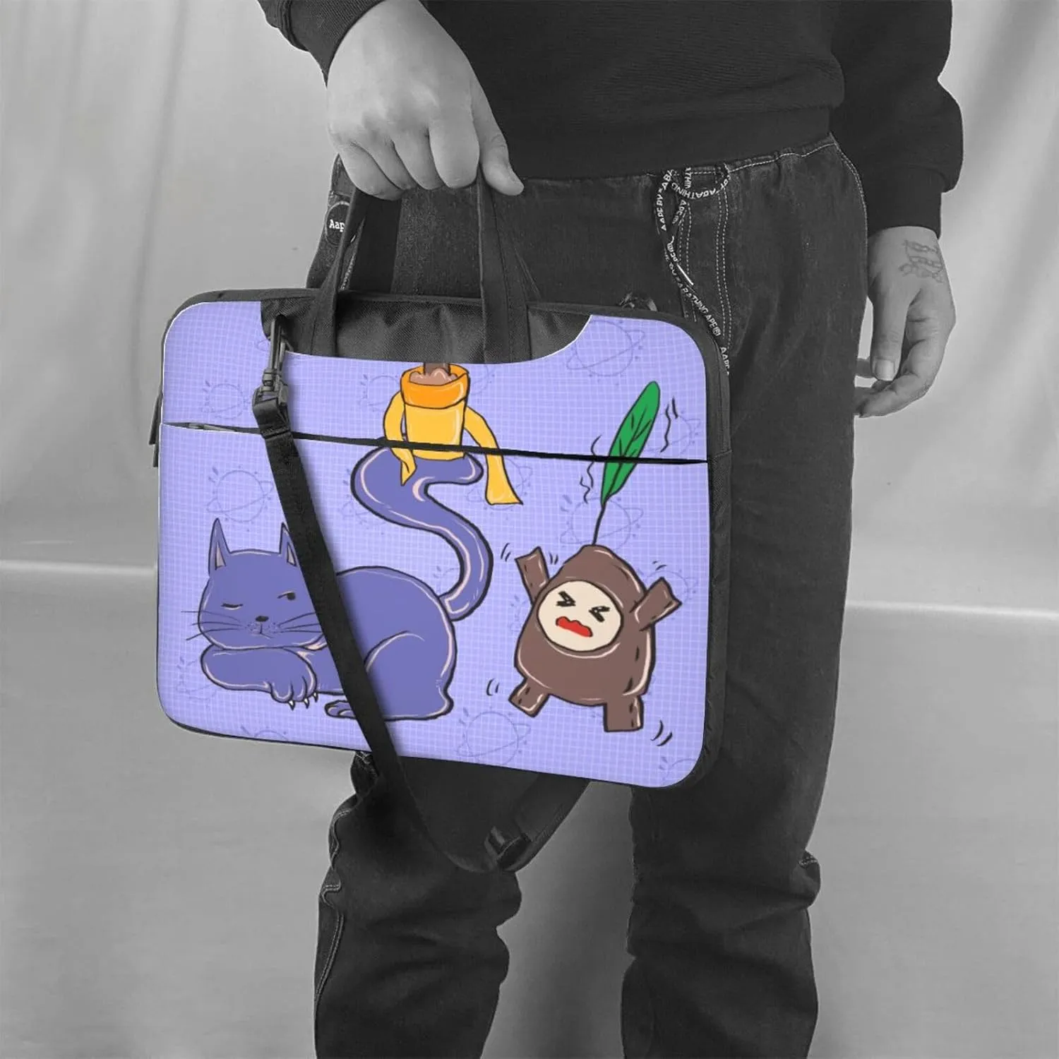 Sunflower seeds and cats Ultra-thin portable shoulder laptop bag Stylish and Protective Shockproof soft lining