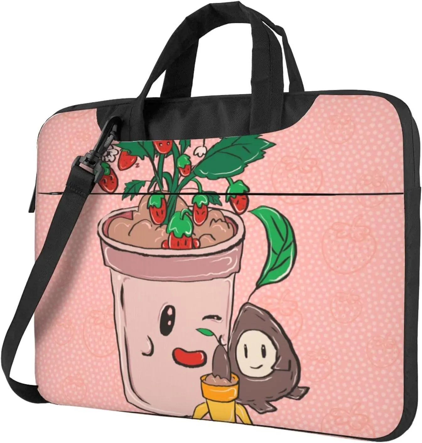 Sunflower seeds and strawberries Ultra-thin portable shoulder laptop bag 15.6 inch Stylish and Protective Shockproof soft lining