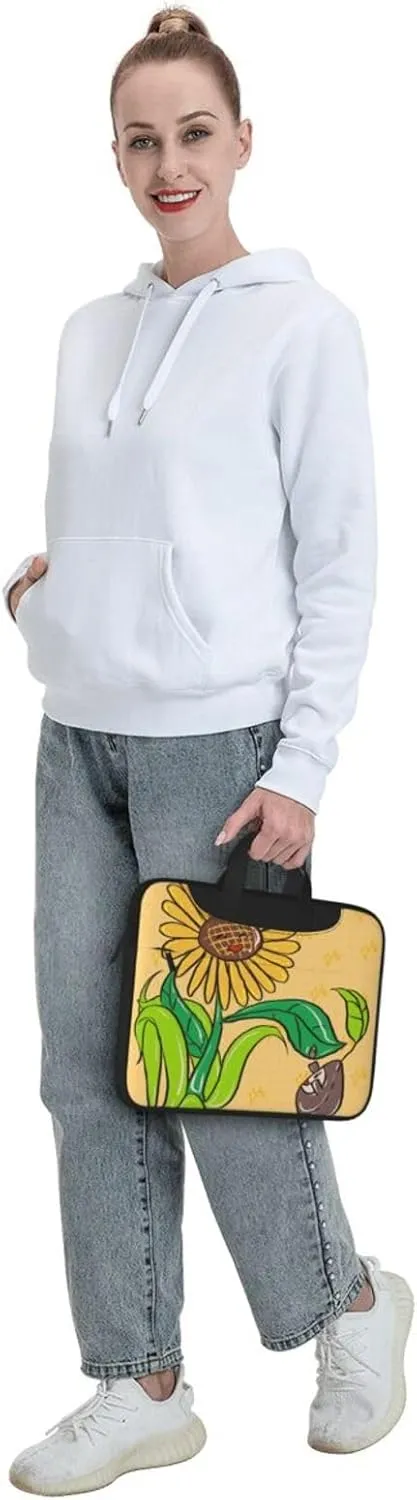 Sunflower seeds and sunflowers Ultra-thin portable shoulder laptop bag Stylish and Protective Shockproof soft lining