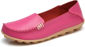 Sunporx Women's Driving Loafers Leather Comfortable Moccasins Breathable Slip On Nurse Loafer Round Toe Wild Walking Fashion Soft Shoes