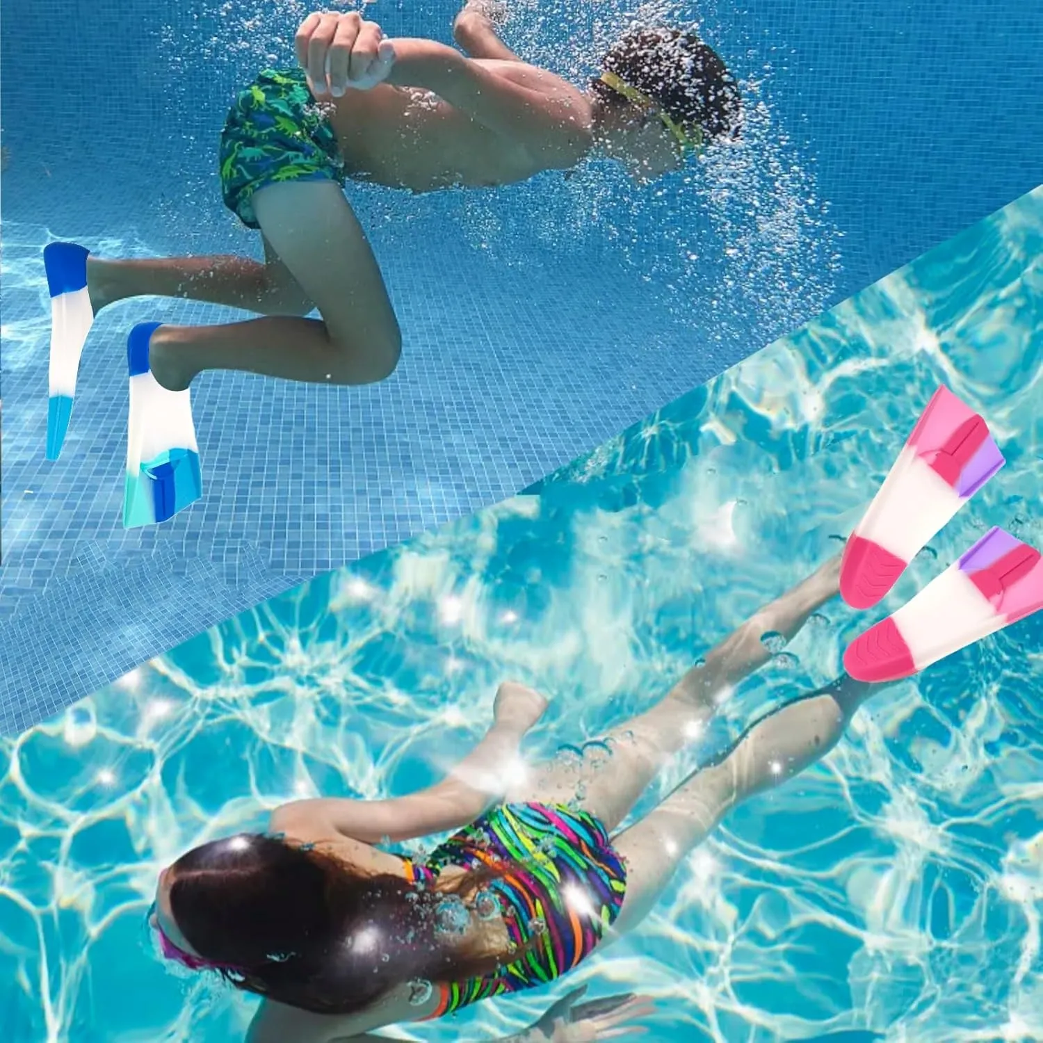 Swimming Training Fins,Kids Swim Fins,Comfortable Swimming Flippers Suitable for Children,Beginners,Girls,Boys,Adults