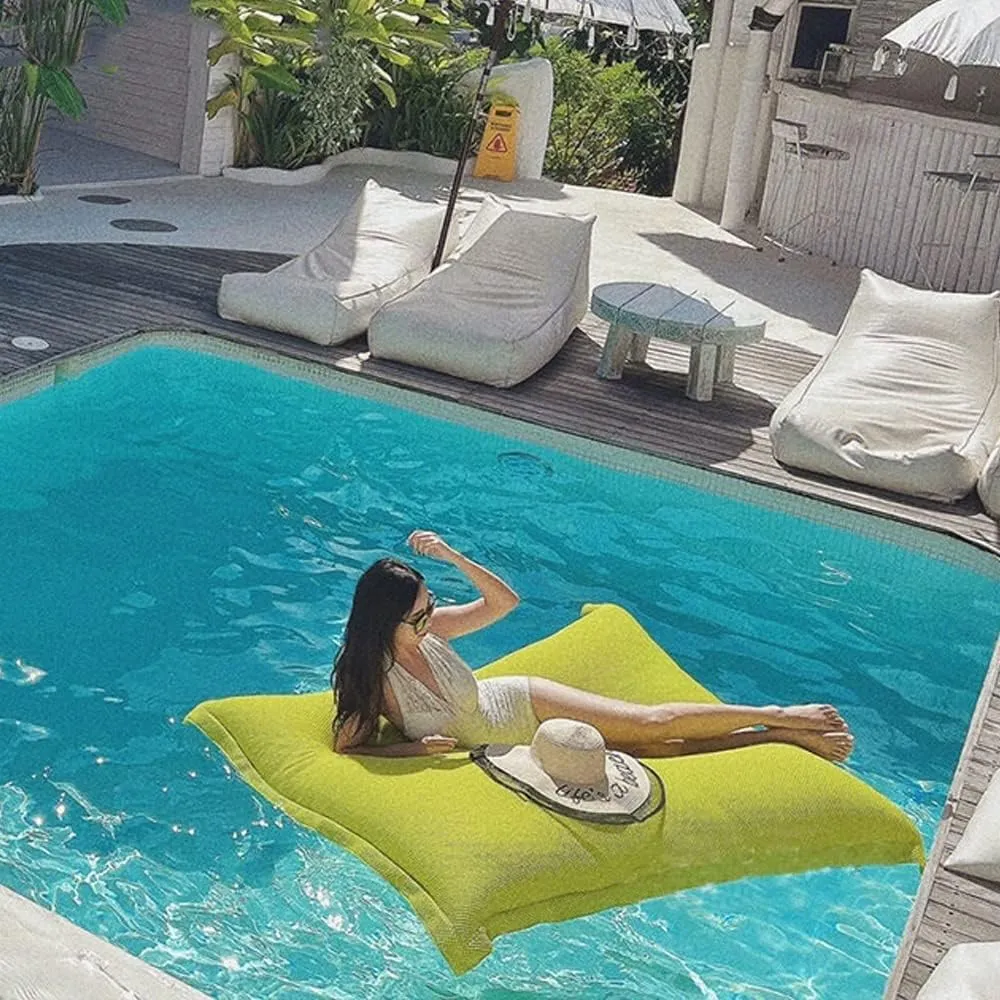 SXBCyan Retangular Swimming Pool Floating Bean Bag Pouf Cover No Filler Waterproof Beach Pillow Sac Salon Sofa Bed Chaise Lounge (Color : Orange, Size : 140x180cm-cover)