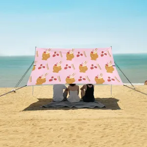 Taiyaki Soft Serve Strawberry Beach Camping Tent Sun Shelter for Whole Family, Beach Shade Canopy with UPF50  UV Protection,Easy Set Up and Carry,Outdoor Shade for Trips, Fishing, Backyard Fun
