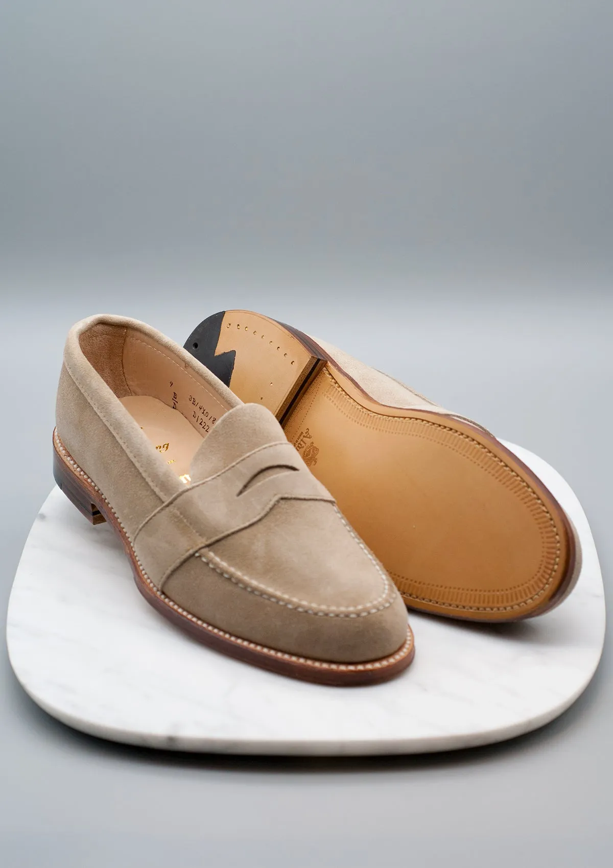 The Lincoln - D1222 Milkshake Suede Full-Strap Unlined Handsewn Penny Loafer
