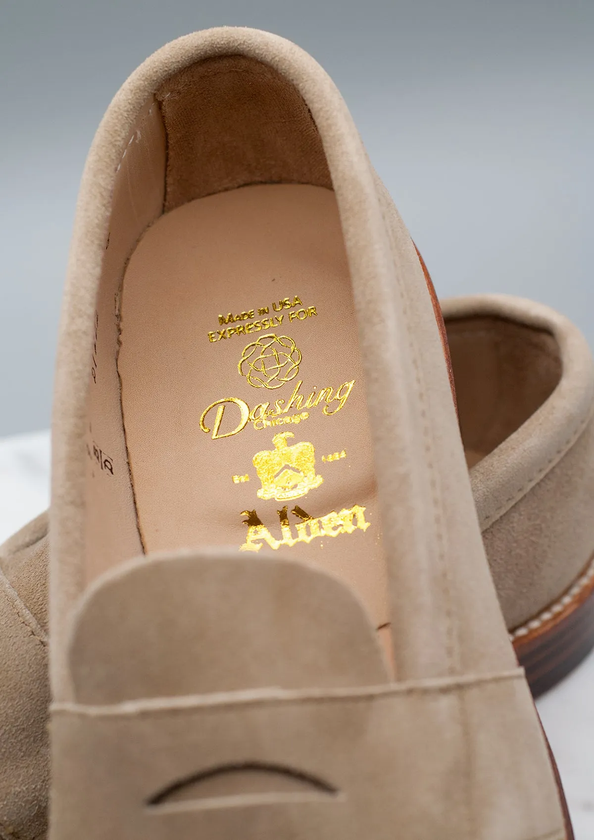 The Lincoln - D1222 Milkshake Suede Full-Strap Unlined Handsewn Penny Loafer