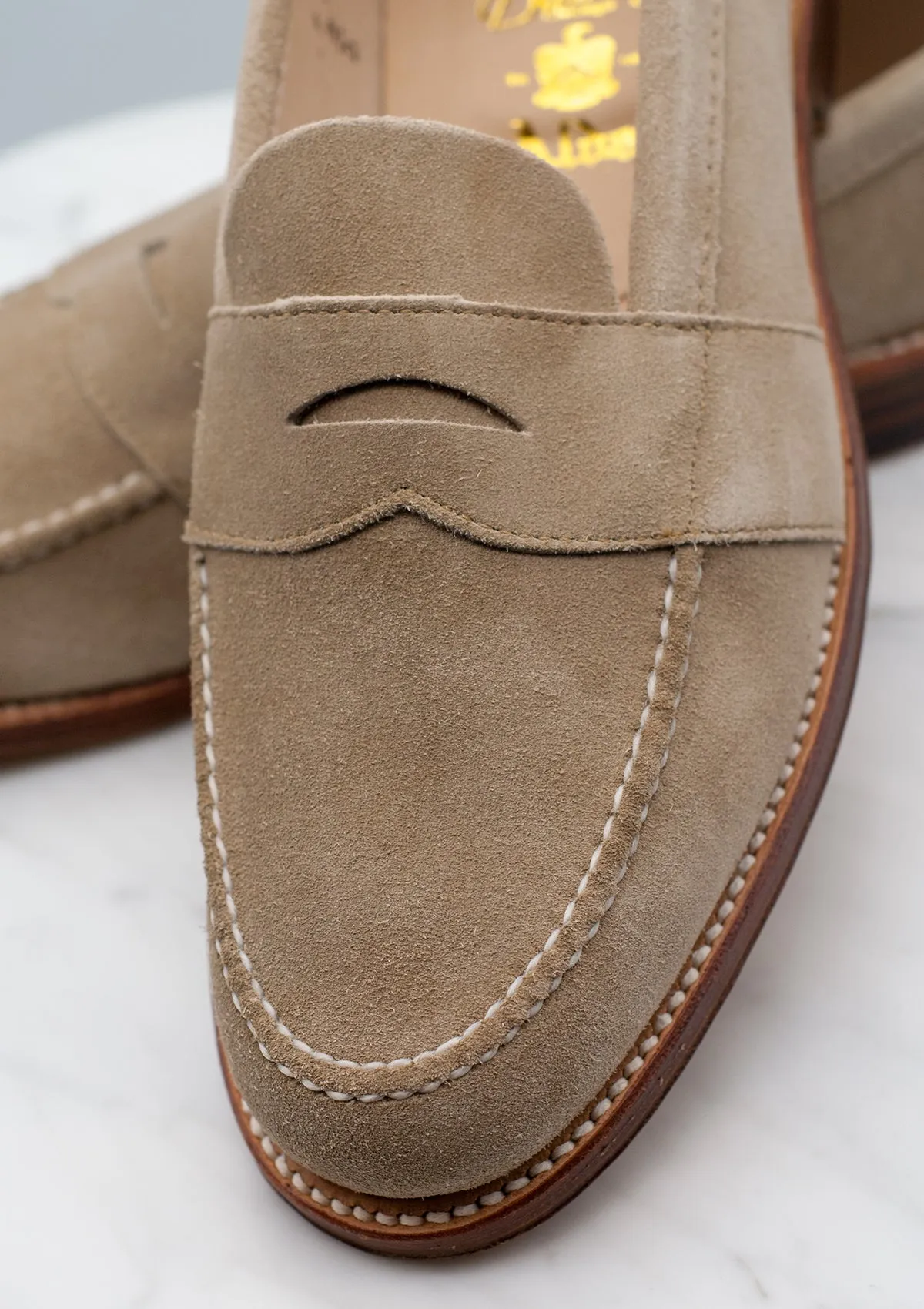 The Lincoln - D1222 Milkshake Suede Full-Strap Unlined Handsewn Penny Loafer