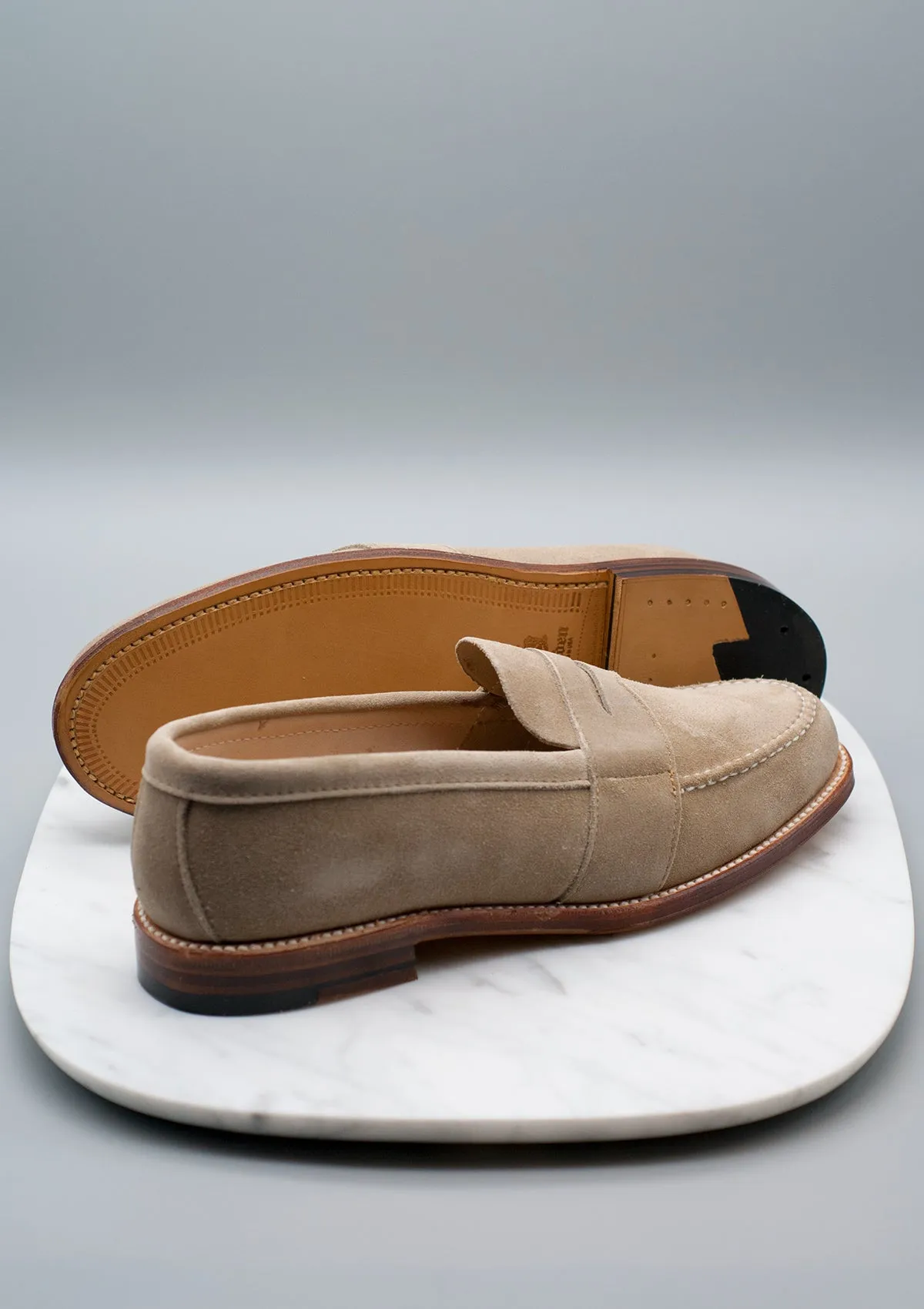 The Lincoln - D1222 Milkshake Suede Full-Strap Unlined Handsewn Penny Loafer