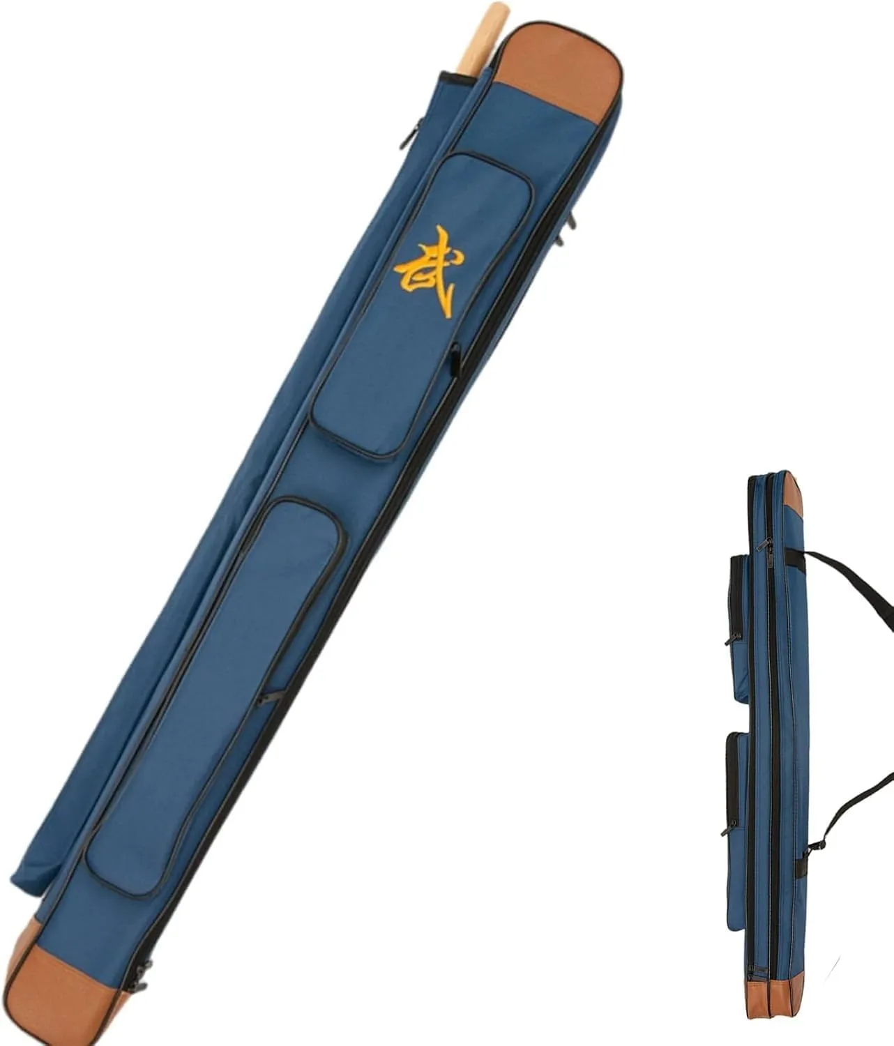 The Sword Transport Bag can Contain 2 Swords in Thick Oxford Fabric, Double Sword Bag with Rod Bag, Martial Arts Bag, Multifunction Sword Set-Blue||110CM