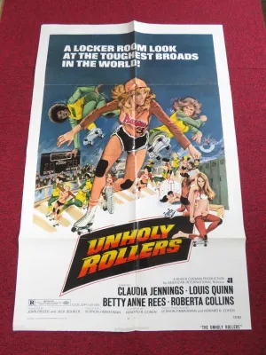 THE UNHOLY ROLLERS FOLDED US ONE SHEET POSTER CLAUDIA JENNINGS LOUIS QUINN 1972