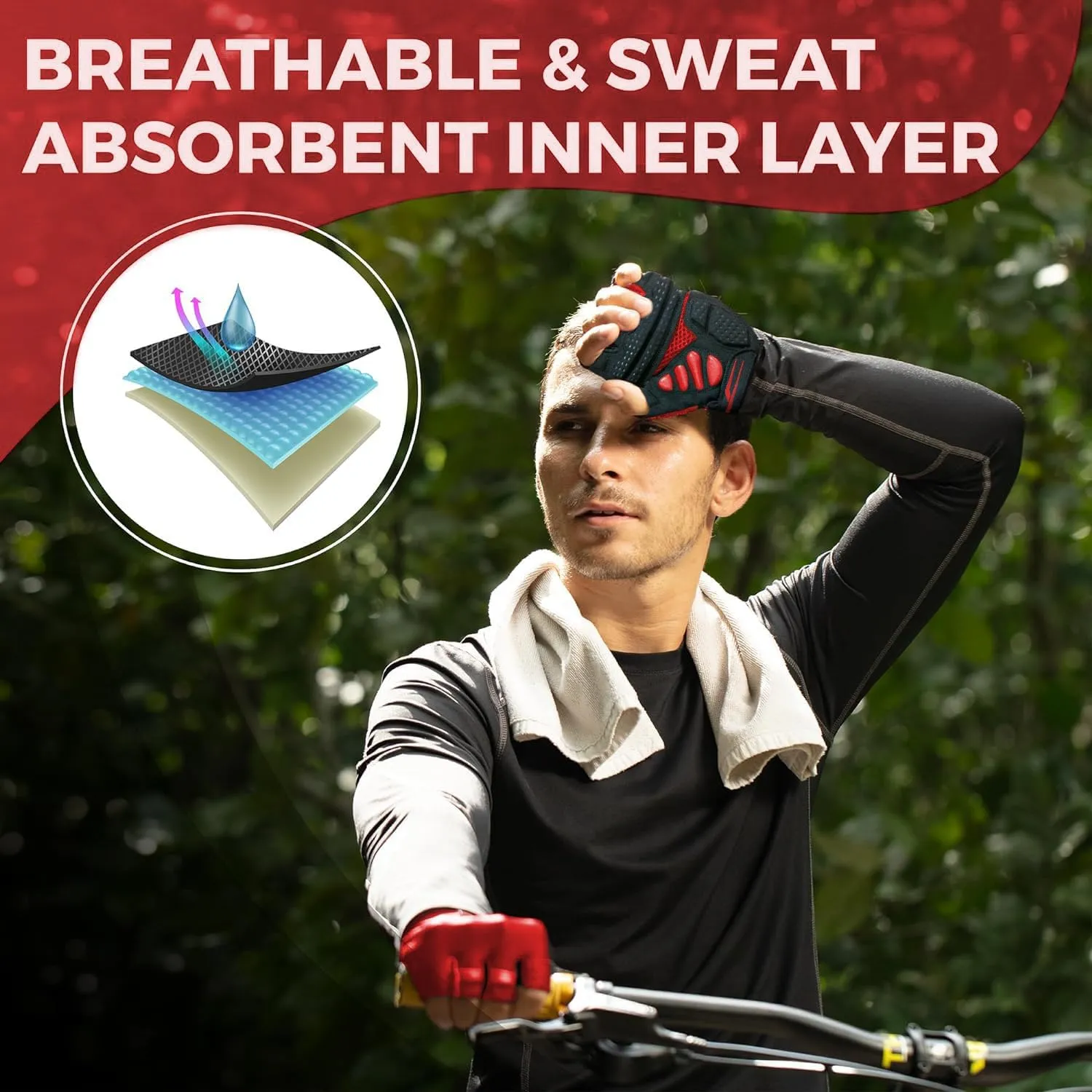 Thick Padded 11mm Half Finger Cycling Gloves for Men and Women - Anti-Shock, Comfortable, Lightweight Biking Gloves